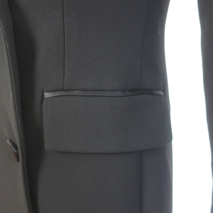 Veronica Beard Elianna Mini Blazer Dress Black Satin-Trim Stretch Suiting Size 4