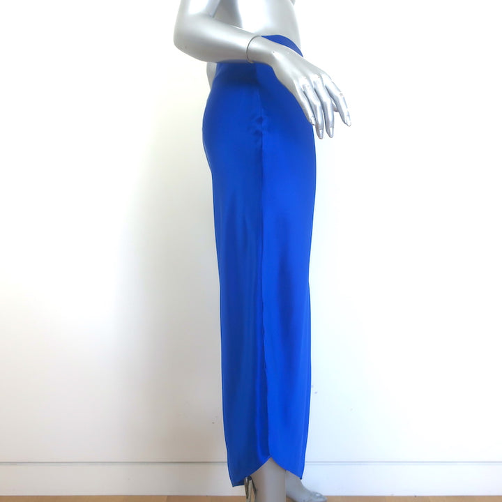 The Sei Asymmetric Bias Skirt Electric Blue Silk Satin Size 2