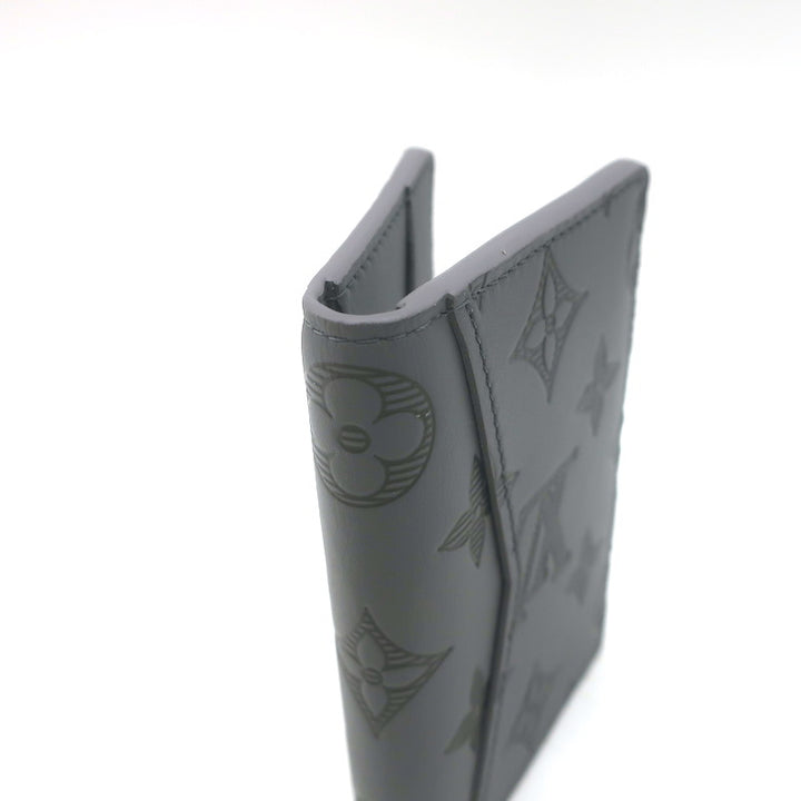 Louis Vuitton Monogram Shadow Pocket Organizer Wallet Gray Leather NEW