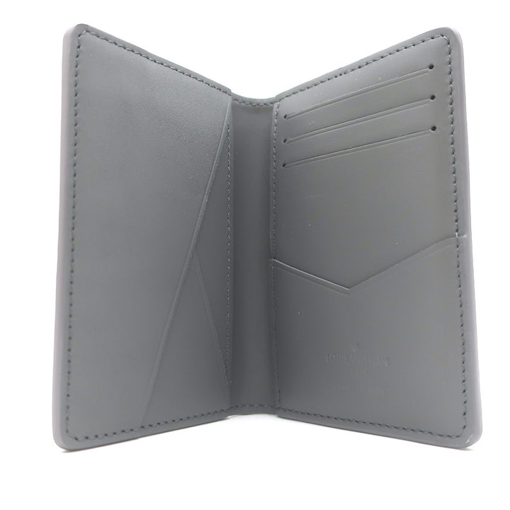 Louis Vuitton Monogram Shadow Pocket Organizer Wallet Gray Leather NEW