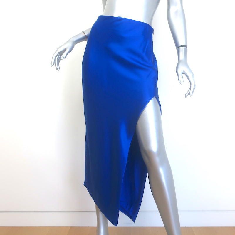 The Sei Asymmetric Bias Skirt Electric Blue Silk Satin Size 2