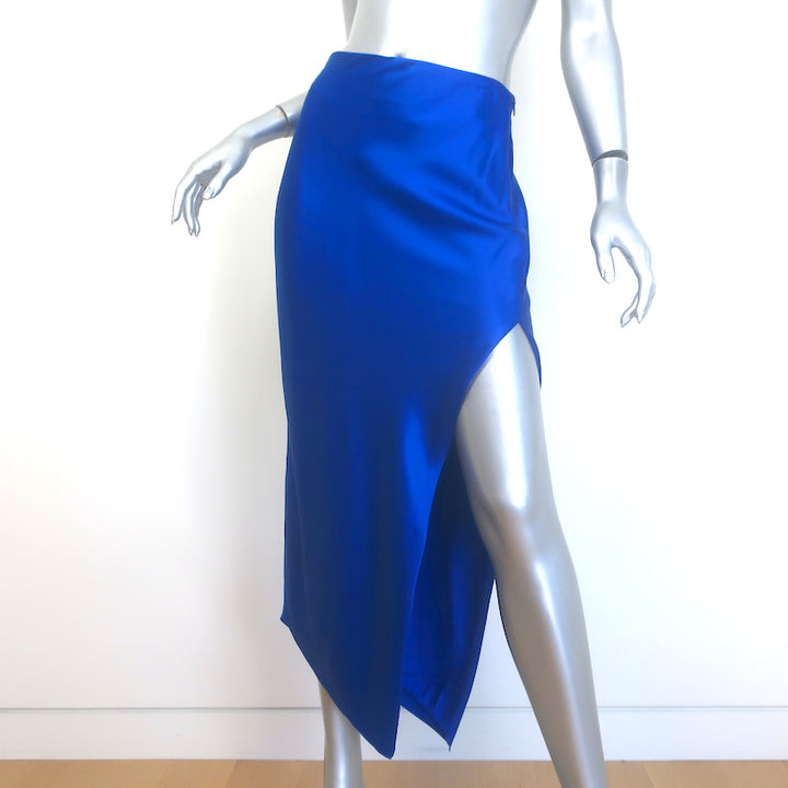 The Sei Asymmetric Bias Skirt Electric Blue Silk Satin Size 2