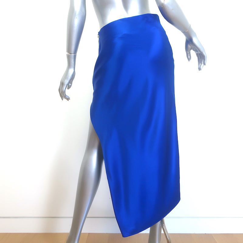 The Sei Asymmetric Bias Skirt Electric Blue Silk Satin Size 2