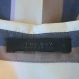 The Row Striped Shirt Jorty Brown/Cream Silk Size 8 Long Sleeve Blouse