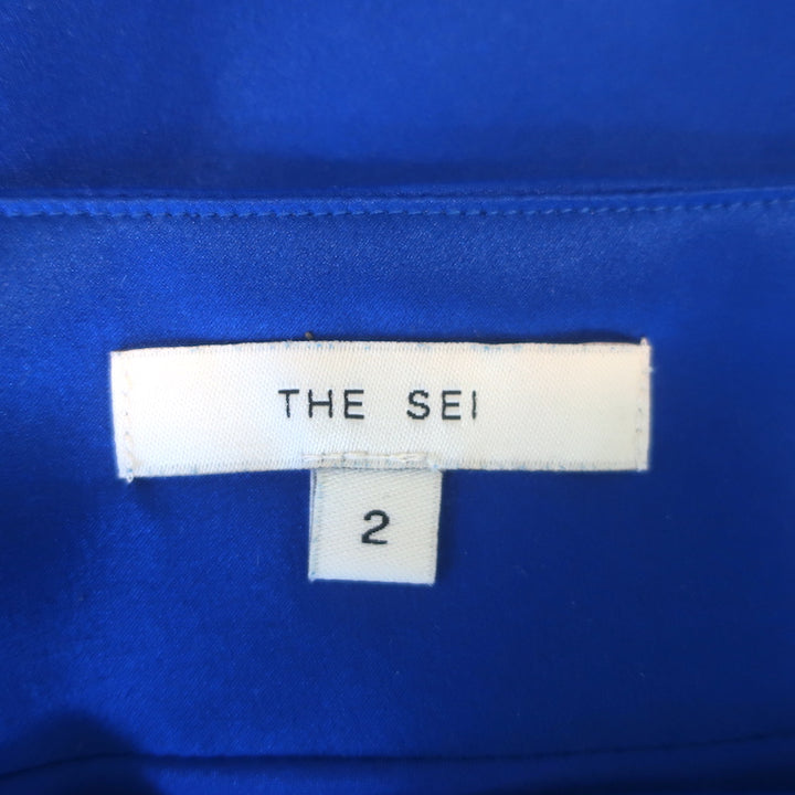 The Sei Asymmetric Bias Skirt Electric Blue Silk Satin Size 2