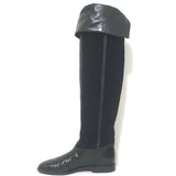 Vintage Bottega Veneta Over the Knee Flat Boots Black Leather & Suede Size 38