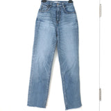 Moussy Evelyn Cropped Straight High Rise Jeans Medium Blue Stretch Denim Size 23