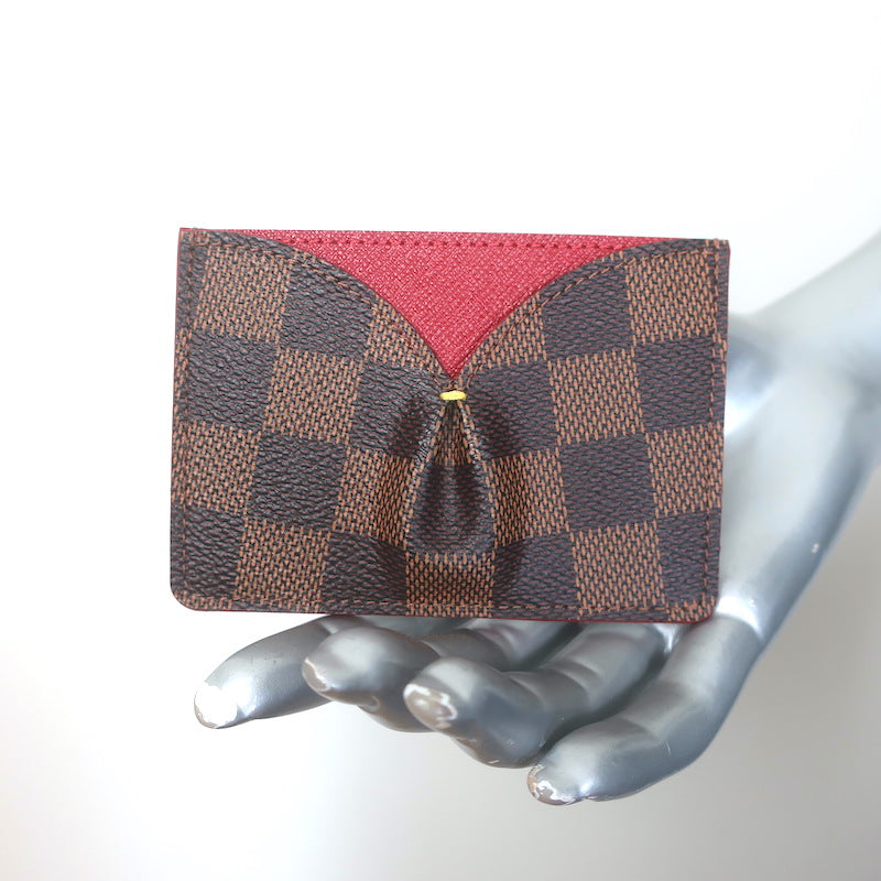 Louis Vuitton Damier Caissa Card Holder Ebene/Cherry NEW