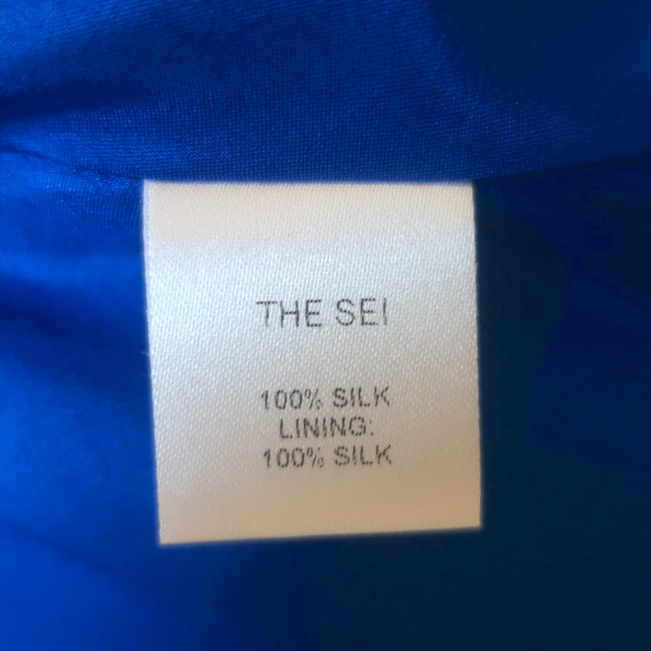 The Sei Asymmetric Bias Skirt Electric Blue Silk Satin Size 2