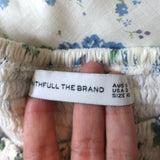 Faithfull the Brand Midi Dress Marita White Floral Print Linen Size Extra Small