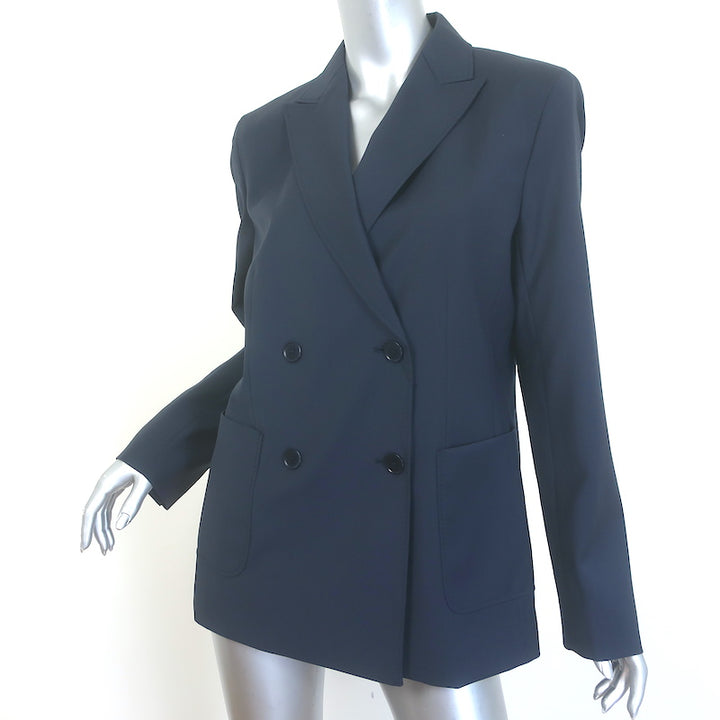Weekend Max Mara Nervoso Double Breasted Blazer Navy Virgin Wool Size US 10 NEW