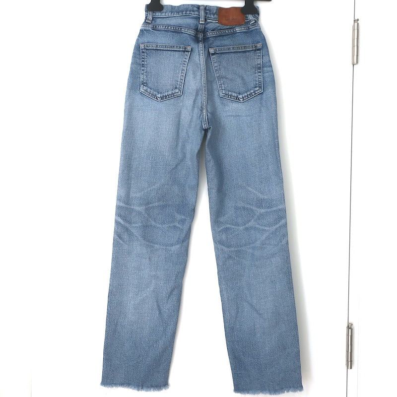 Moussy Evelyn Cropped Straight High Rise Jeans Medium Blue Stretch Denim Size 23