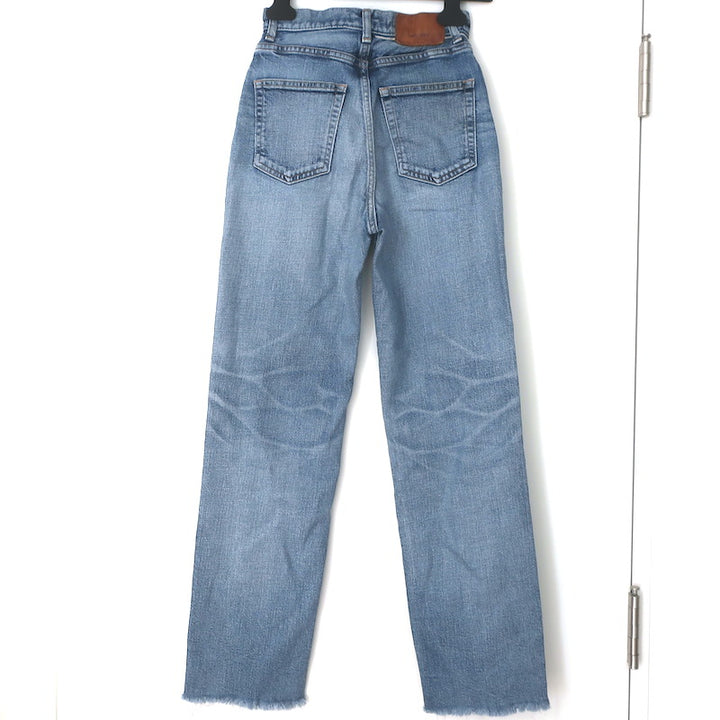 Moussy Evelyn Cropped Straight High Rise Jeans Medium Blue Stretch Denim Size 23