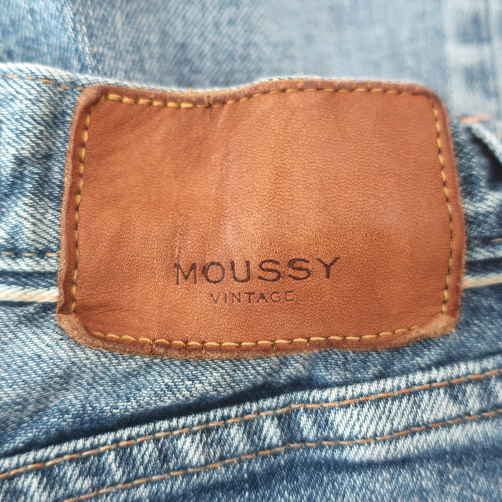 Moussy Evelyn Cropped Straight High Rise Jeans Medium Blue Stretch Denim Size 23