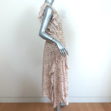 Ulla Johnson Ruffled Midi Dress Dorothea Cream Shibori Print Silk Size 0