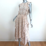 Ulla Johnson Ruffled Midi Dress Dorothea Cream Shibori Print Silk Size 0