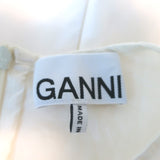 GANNI Puff Sleeve Top White Ruched Cotton Size 36 Long Sleeve Blouse