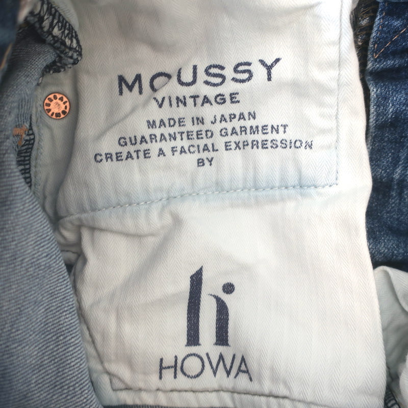 Moussy Evelyn Cropped Straight High Rise Jeans Medium Blue Stretch Denim Size 23