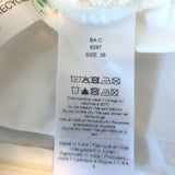 GANNI Puff Sleeve Top White Ruched Cotton Size 36 Long Sleeve Blouse