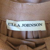 Ulla Johnson Clemens Tie-Neck Blouse Fawn Beige Crepe Size 2 Blouson Sleeve Top