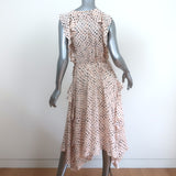 Ulla Johnson Ruffled Midi Dress Dorothea Cream Shibori Print Silk Size 0