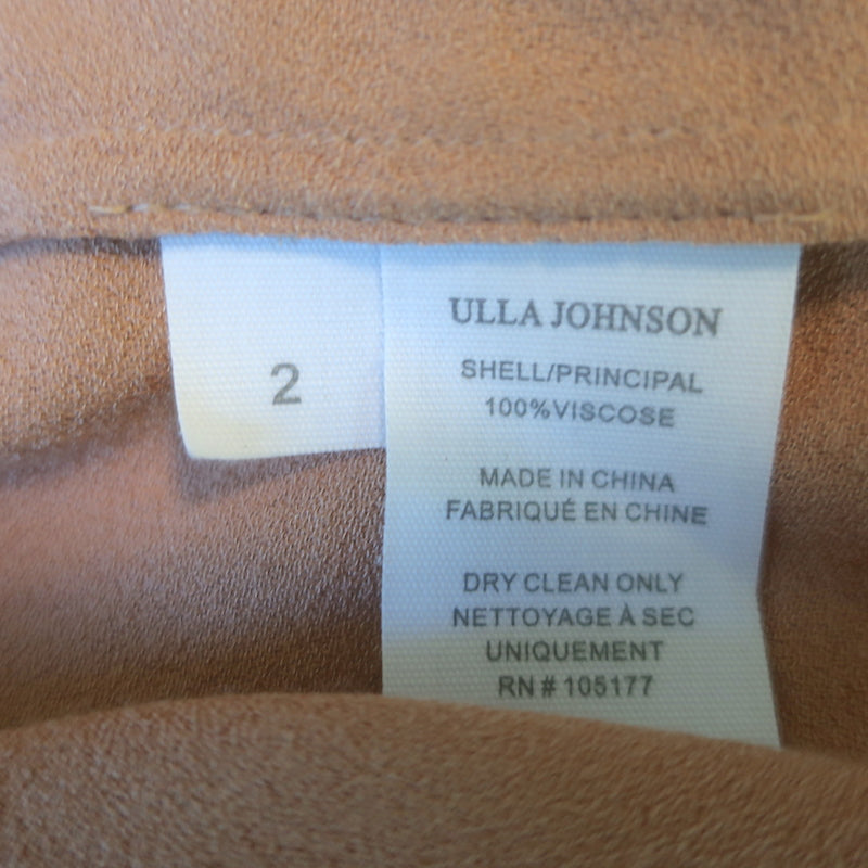 Ulla Johnson Clemens Tie-Neck Blouse Fawn Beige Crepe Size 2 Blouson Sleeve Top
