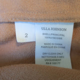 Ulla Johnson Clemens Tie-Neck Blouse Fawn Beige Crepe Size 2 Blouson Sleeve Top