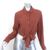 Jonathan Simkhai Annabella Tie-Front Top Brown Cotton Gauze Size Medium