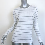 Vince Long Sleeve Top White/Black Striped Semi-Sheer Cotton Size Large NEW
