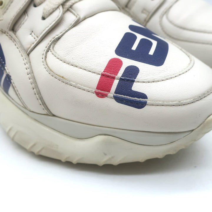 Fendi Mania Low Top Sneakers Cream Leather Size 37.5