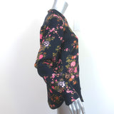 Isabel Marant Blouse Rusak Black Floral Print Silk Twill Size 34 Long Sleeve Top