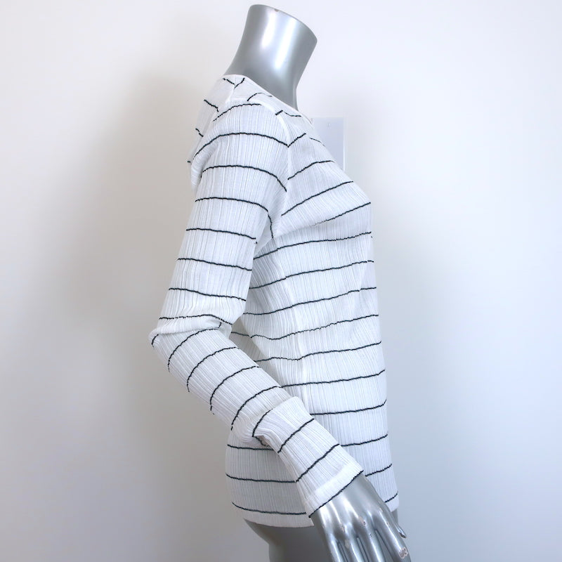 Vince Long Sleeve Top White/Black Striped Semi-Sheer Cotton Size Large NEW