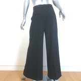 Max Mara Karub Wide Leg Tuxedo Pants Black Stretch Wool Size US 8
