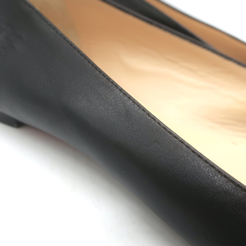 Christian Louboutin Ballalla Pointed Toe Ballet Flats Black Leather Size 39.5
