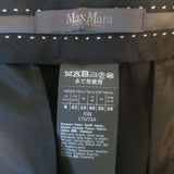 Max Mara Karub Wide Leg Tuxedo Pants Black Stretch Wool Size US 8
