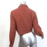 Jonathan Simkhai Annabella Tie-Front Top Brown Cotton Gauze Size Medium