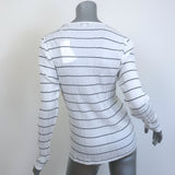 Vince Long Sleeve Top White/Black Striped Semi-Sheer Cotton Size Large NEW