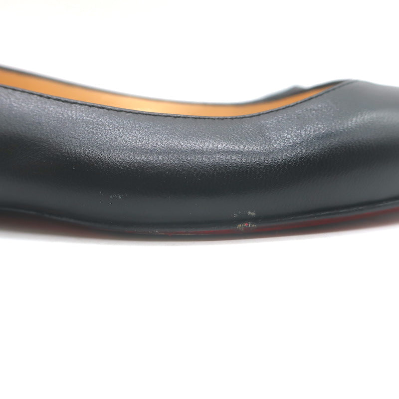 Christian Louboutin Ballalla Pointed Toe Ballet Flats Black Leather Size 39.5