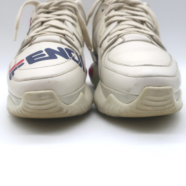 Fendi Mania Low Top Sneakers Cream Leather Size 37.5