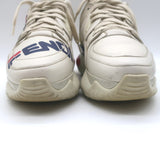 Fendi Mania Low Top Sneakers Cream Leather Size 37.5