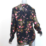 Isabel Marant Blouse Rusak Black Floral Print Silk Twill Size 34 Long Sleeve Top