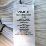 Vince Long Sleeve Top White/Black Striped Semi-Sheer Cotton Size Large NEW
