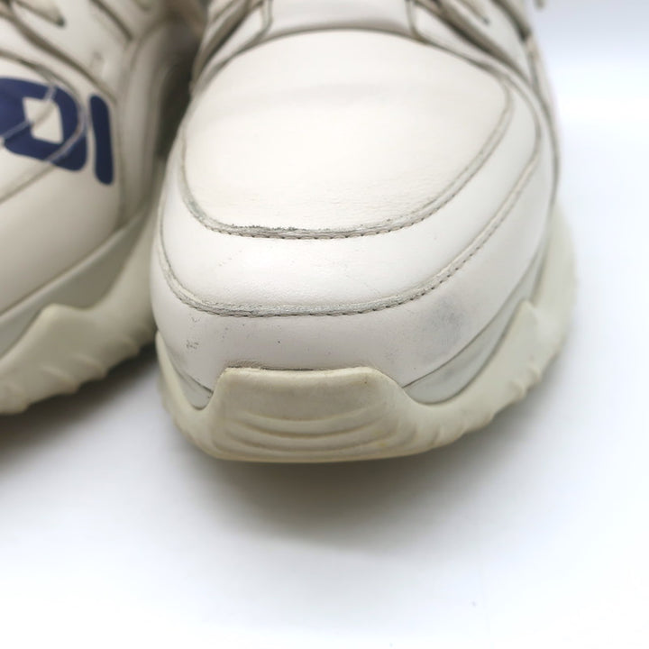 Fendi Mania Low Top Sneakers Cream Leather Size 37.5