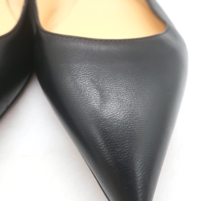 Christian Louboutin Ballalla Pointed Toe Ballet Flats Black Leather Size 39.5