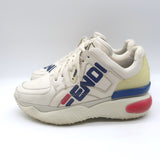 Fendi Mania Low Top Sneakers Cream Leather Size 37.5