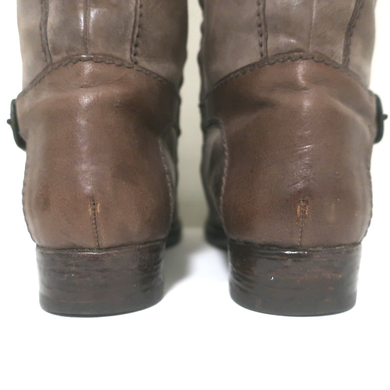 Henry Beguelin Knee High Riding Boots Brown Distressed Leather Size 38