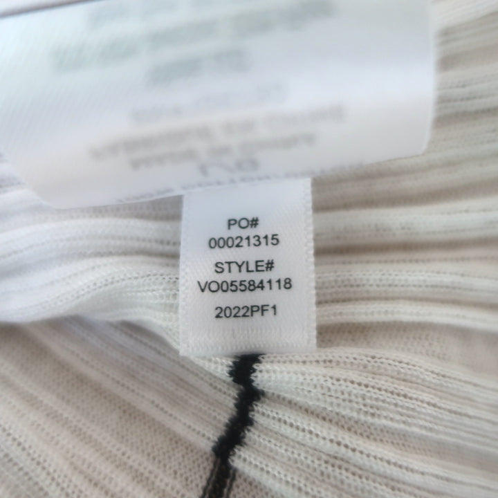 Vince Long Sleeve Top White/Black Striped Semi-Sheer Cotton Size Large NEW