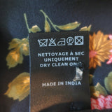 Isabel Marant Blouse Rusak Black Floral Print Silk Twill Size 34 Long Sleeve Top