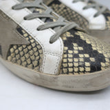 Golden Goose Superstar Snakeskin Low Top Sneakers Ivory/Gray Size 37