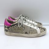 Golden Goose Superstar Snakeskin Low Top Sneakers Ivory/Gray Size 37